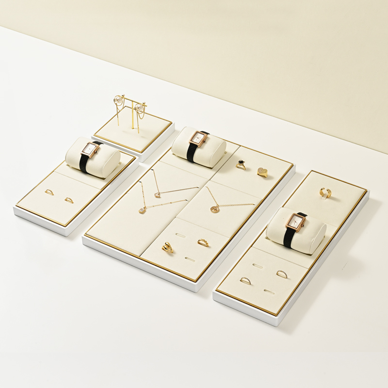 JS122 Light luxury jewelry display props high-end metal microfiber watches necklaces rings earrings counters jewelry display sets