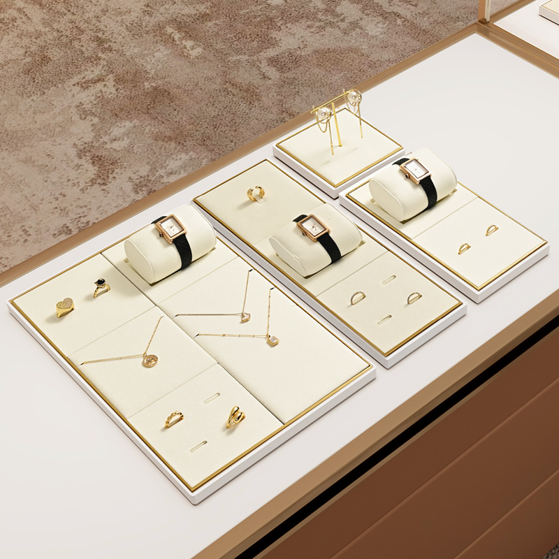 JS122 Light luxury jewelry display props high-end metal microfiber watches necklaces rings earrings counters jewelry display sets