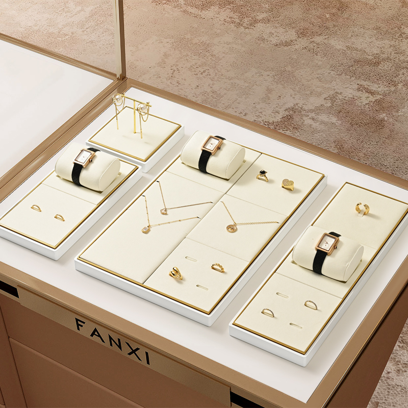 JS122 Light luxury jewelry display props high-end metal microfiber watches necklaces rings earrings counters jewelry display sets