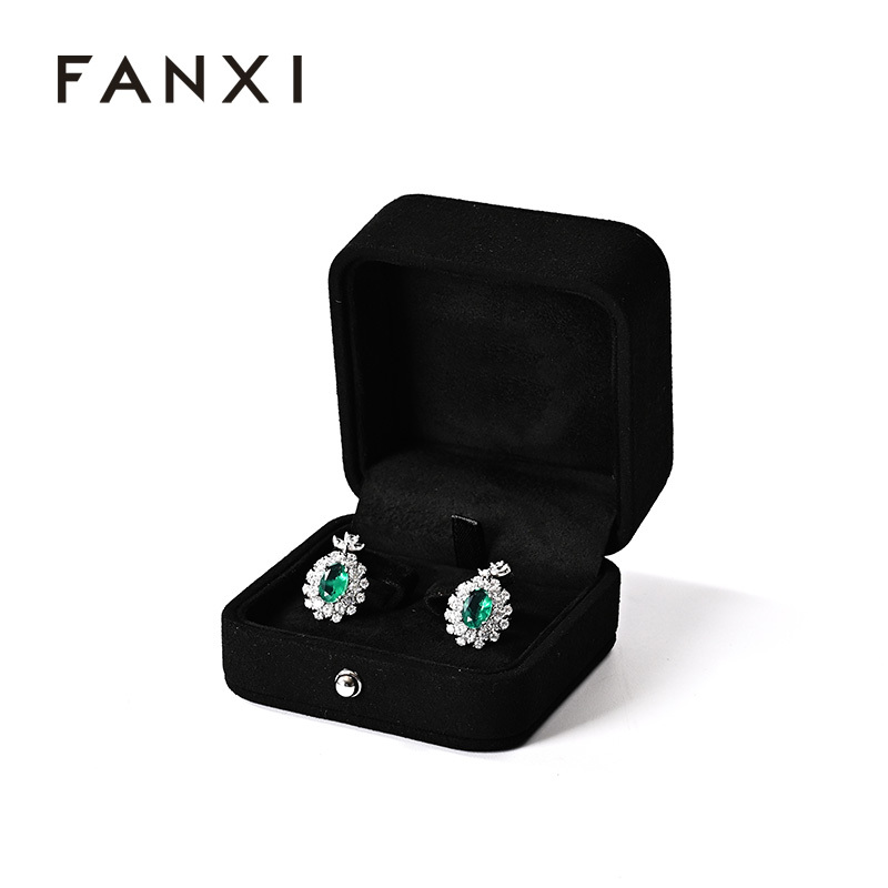 Classic high-end microfiber jewelry box necklace bracelet ring earring jewelry storage box custom Logo