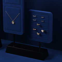 PU107 Necklaces Earrings Jewelry Display Racks Blue Microfiber Metal Jewelry Counter Display Props For Jewellry Retailers