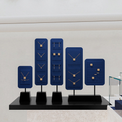 PU107 Necklaces Earrings Jewelry Display Racks Blue Microfiber Metal Jewelry Counter Display Props For Jewellry Retailers