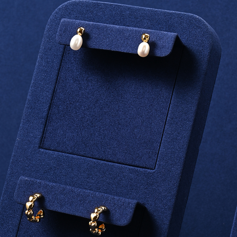 PU107 Necklaces Earrings Jewelry Display Racks Blue Microfiber Metal Jewelry Counter Display Props For Jewellry Retailers