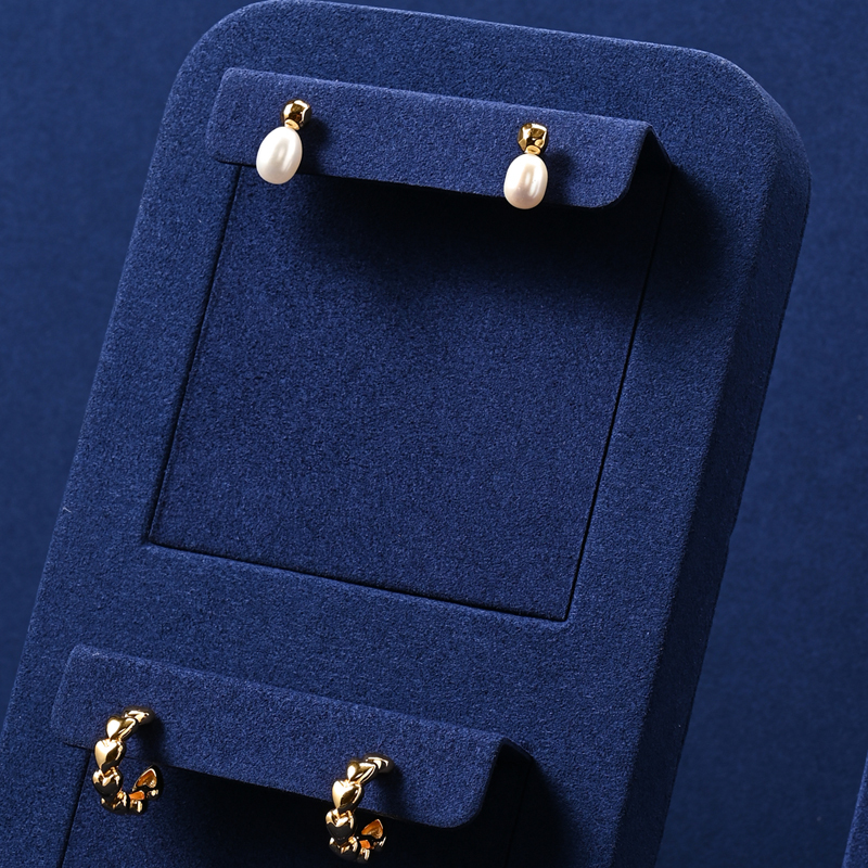 PU107 Necklaces Earrings Jewelry Display Racks Blue Microfiber Metal Jewelry Counter Display Props For Jewellry Retailers