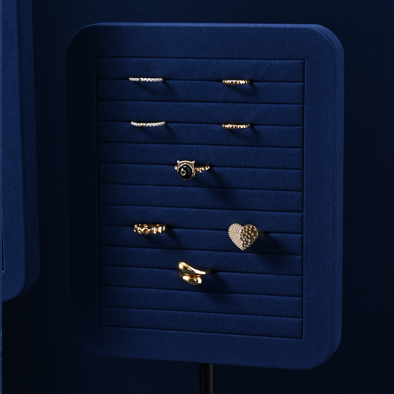 PU107 Necklaces Earrings Jewelry Display Racks Blue Microfiber Metal Jewelry Counter Display Props For Jewellry Retailers