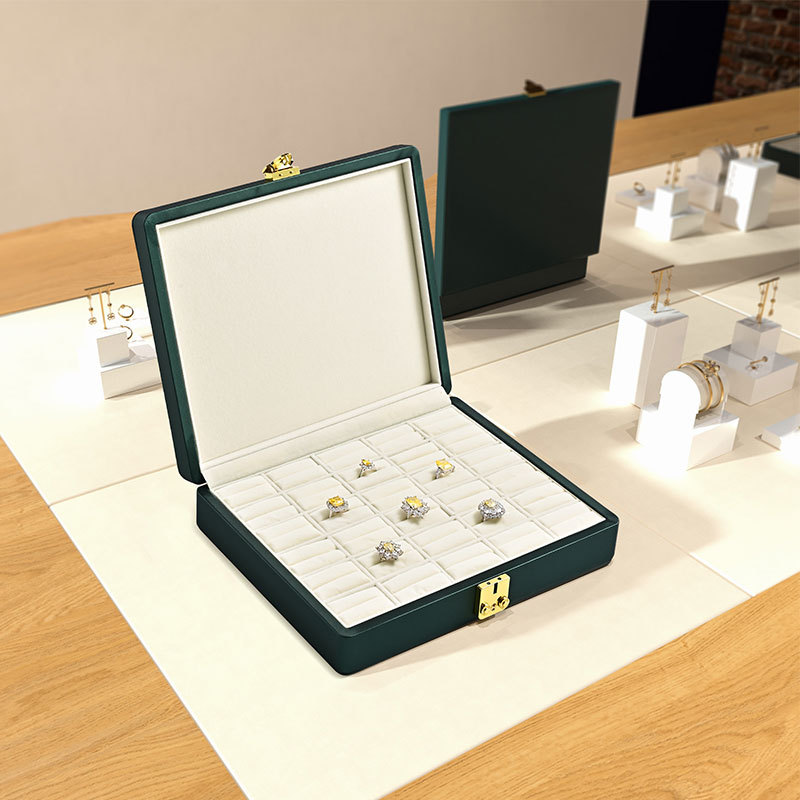 X066/X067 Jewelry Tray Display Case Organizer with Lid Display Show Case Wood Jewelry Box for Ring Earring Necklace Jewelry Storage Box
