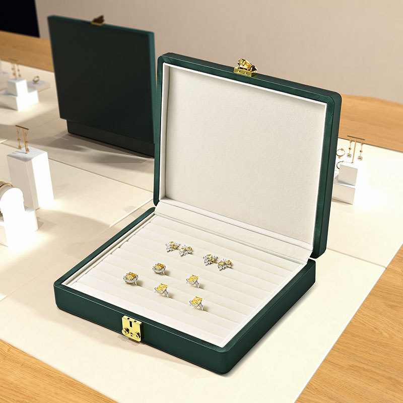 X066/X067 Jewelry Tray Display Case Organizer with Lid Display Show Case Wood Jewelry Box for Ring Earring Necklace Jewelry Storage Box