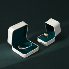 H168 High Repurchasing Rate Ring Boxes Velvet Inside Jewellery Packaging Box PU Leather White Jewelry Box