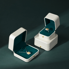 H168 High Repurchasing Rate Ring Boxes Velvet Inside Jewellery Packaging Box PU Leather White Jewelry Box
