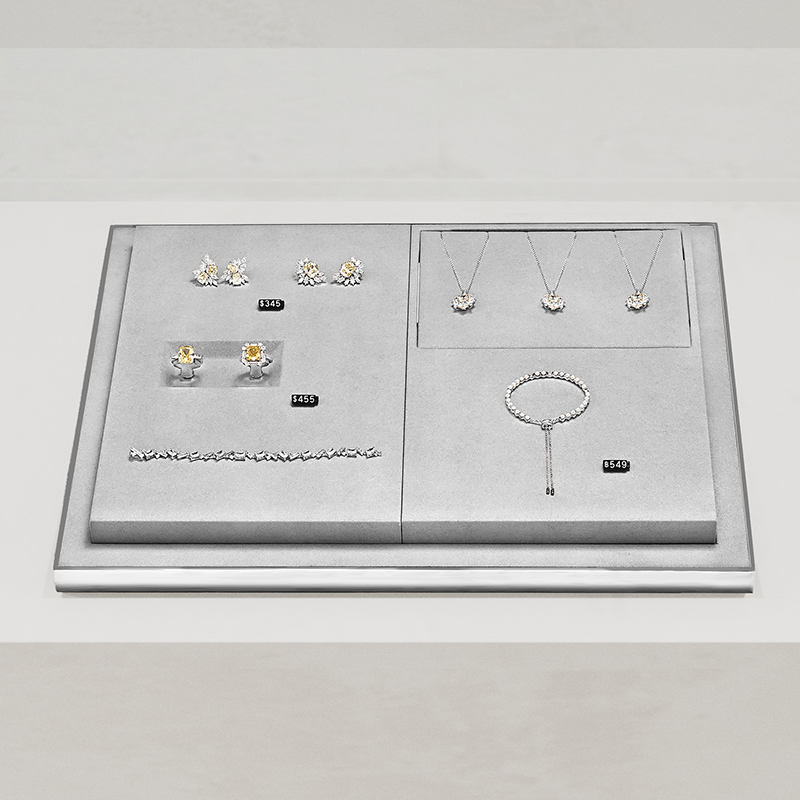 TT433 High end jewelry display set modern light luxury necklace bracelet ring microfiber display stand