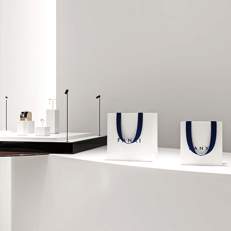 D066 Jewelry Gift Bag Jewelry Storage Bag Handbag Blue Ribbon Jewelry Bag Packaging Bag Customization