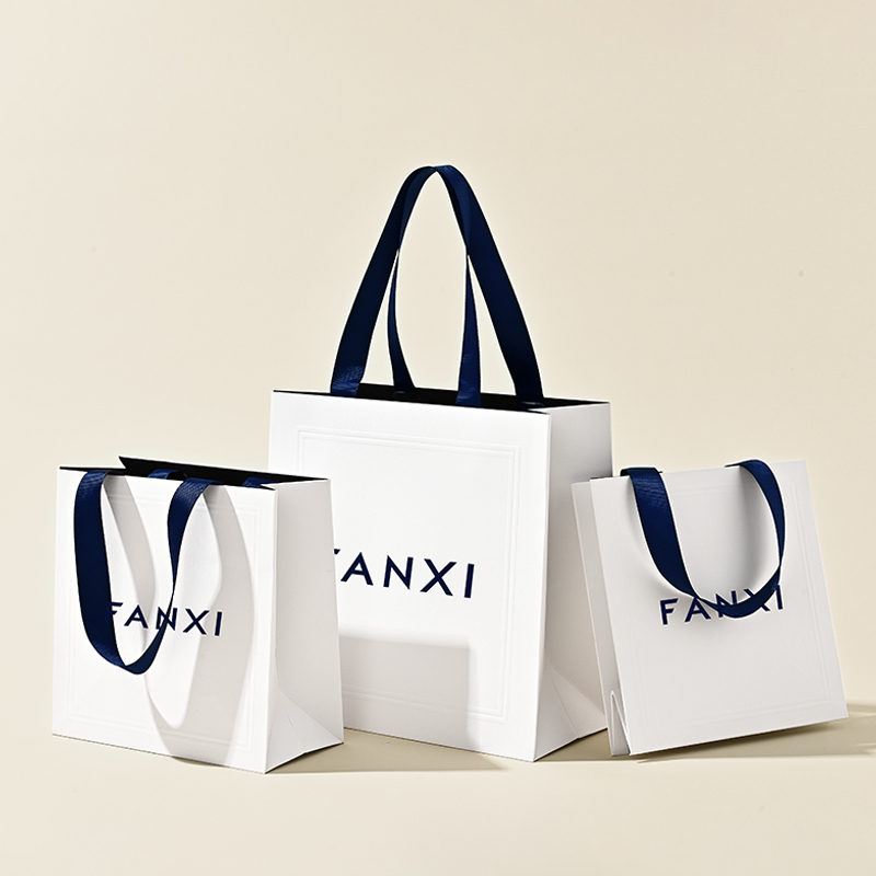 D066 Jewelry Gift Bag Jewelry Storage Bag Handbag Blue Ribbon Jewelry Bag Packaging Bag Customization