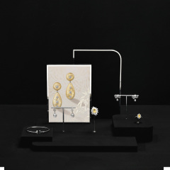 TT442 Exclusive high-end jewelry rack with black microfiber rings earrings necklaces counter display tray