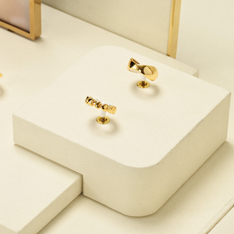 TT441 Light luxury microfiber jewelry tray ring earring necklace tray counter display rack