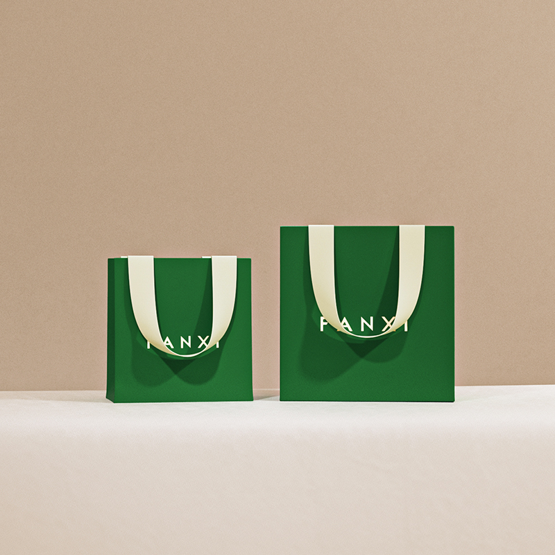 D068 High Quality Green Paper Bag Custom Logo Printed Luxury Paper Gift Shopping Jewelry Packaging Paper Bags with Handles