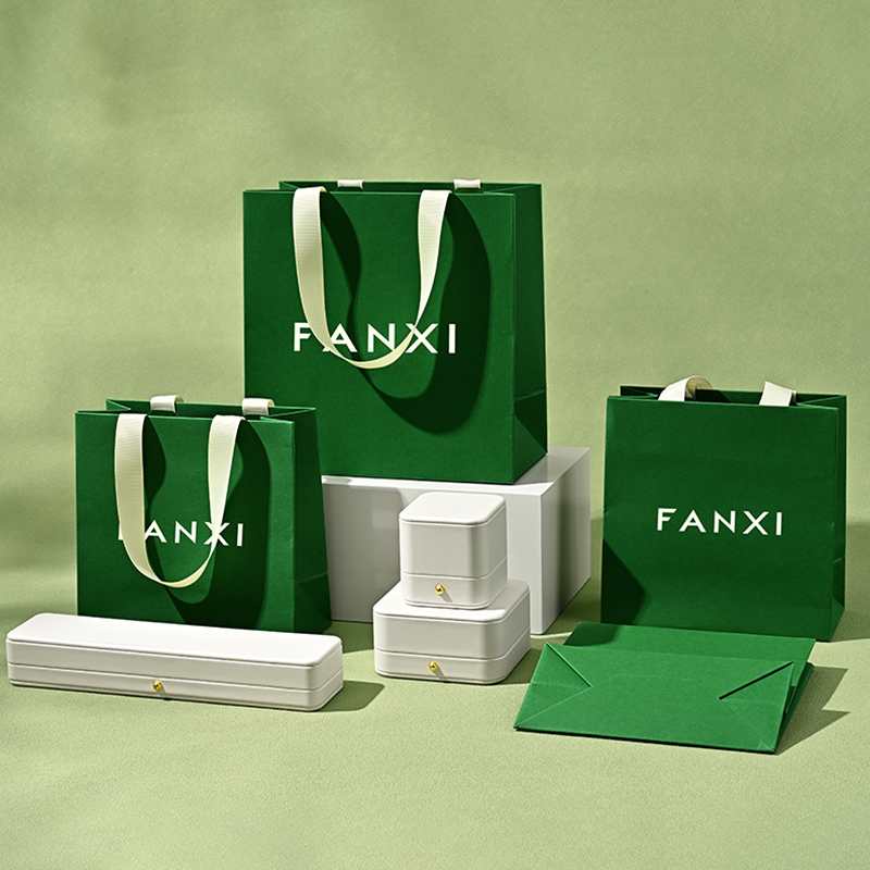 D068 High Quality Green Paper Bag Custom Logo Printed Luxury Paper Gift Shopping Jewelry Packaging Paper Bags with Handles