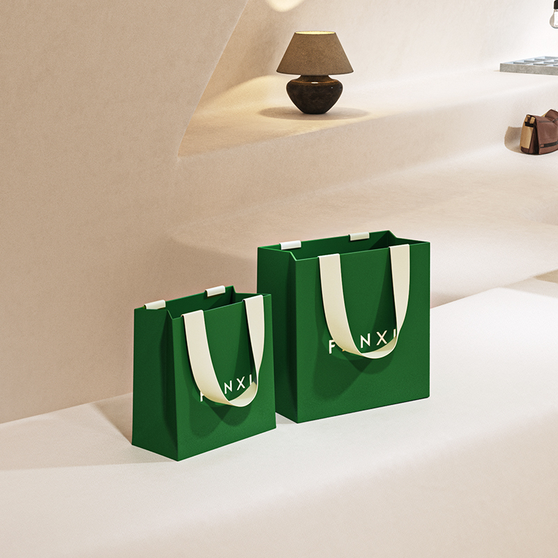 D068 High Quality Green Paper Bag Custom Logo Printed Luxury Paper Gift Shopping Jewelry Packaging Paper Bags with Handles