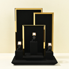 TT411 Black Custom Microfiber Watch Display Showcase Rack Gold Metal Watch Stand
