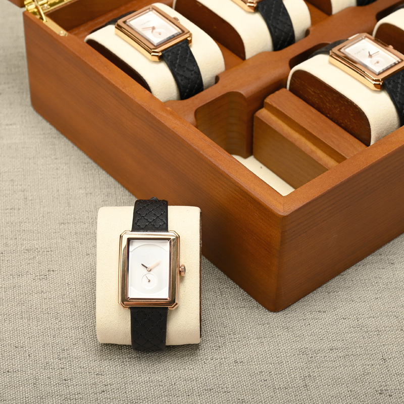 X048 Custom logo 10 slots luxury PU leather gift packaging watch storage box black single watch case band strap display box
