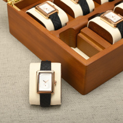X048 Custom logo 10 slots luxury PU leather gift packaging watch storage box black single watch case band strap display box