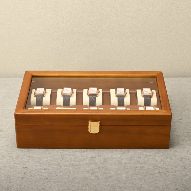 X048 Custom logo 10 slots luxury PU leather gift packaging watch storage box black single watch case band strap display box