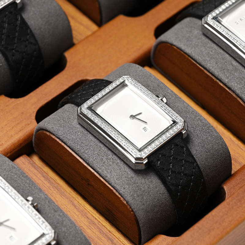 X048 Custom logo 10 slots luxury PU leather gift packaging watch storage box black single watch case band strap display box