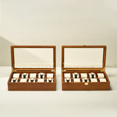 X048 Custom logo 10 slots luxury PU leather gift packaging watch storage box black single watch case band strap display box