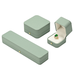 H155 Jewellery Display Green PU Leather Velvet Jewelry Boxes for Rings Necklace Pendants Bracelet Bangle