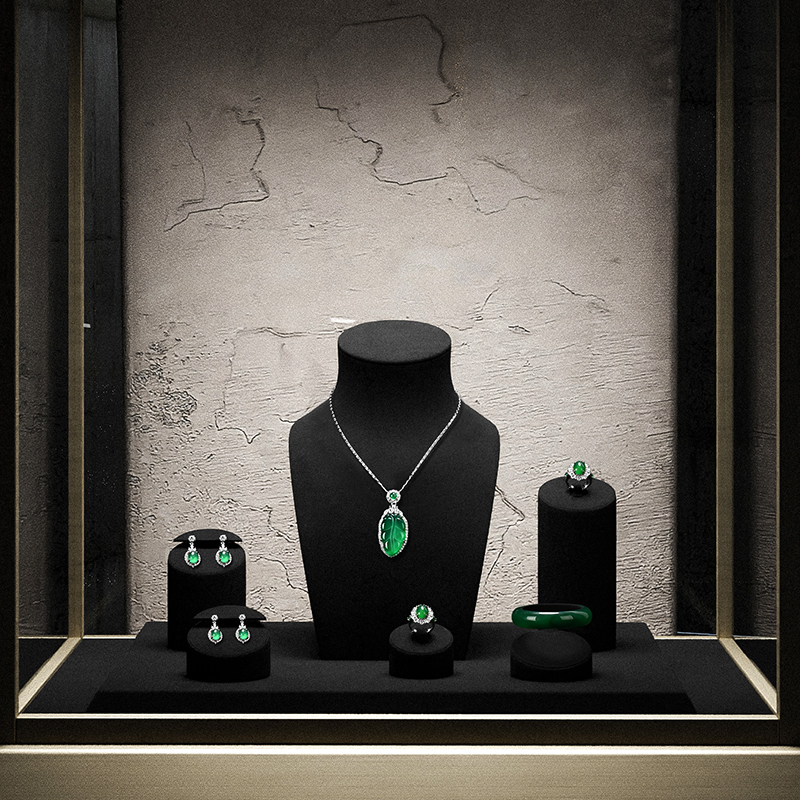 TT154 New black microfiber high end jewelry Display sets for ring necklace Jewelry Window display