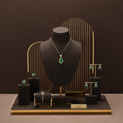 TT104 High End Jewelry Metal Display Stand Earrings Rings Necklaces Jadeite Jewelry Brown Microfiber Display Props
