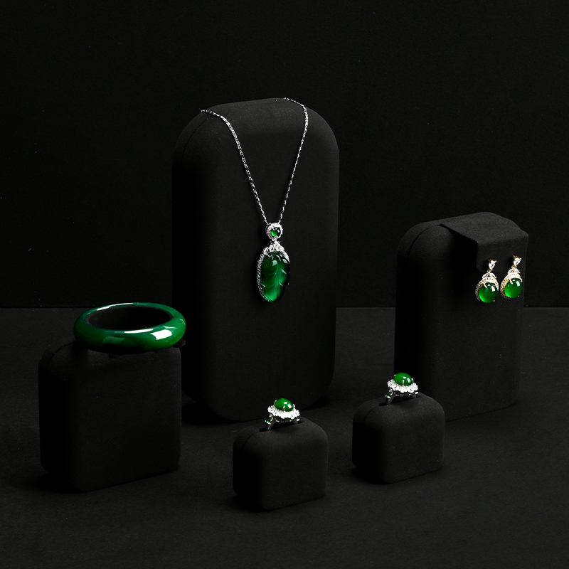 TT083 Jewelry Display Stand High end Jade Jewelry Black Microfiber Counter Jewelry Display Set
