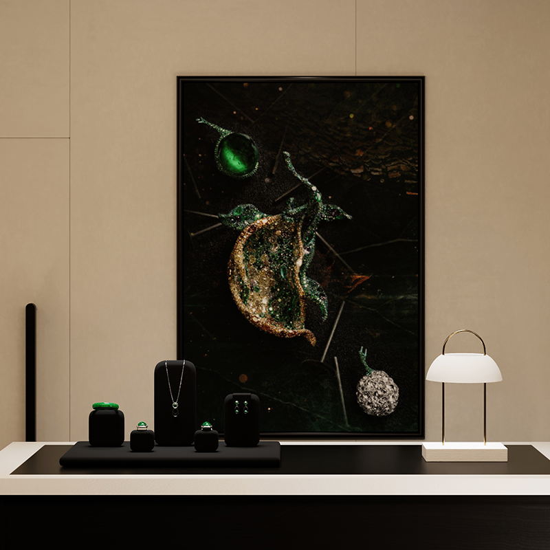 TT083 Jewelry Display Stand High end Jade Jewelry Black Microfiber Counter Jewelry Display Set