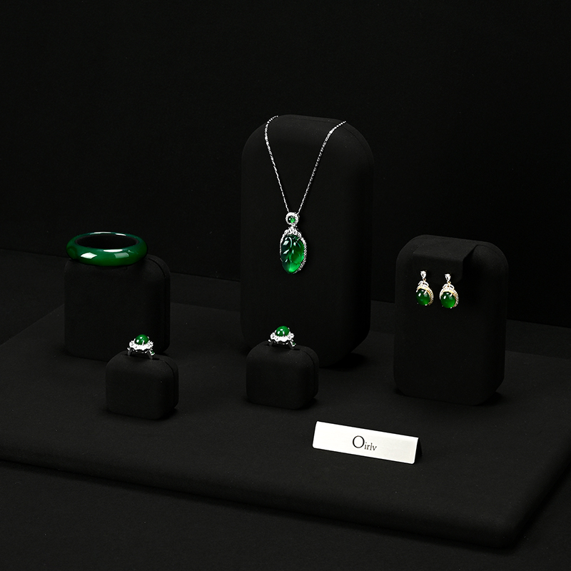 TT083 Jewelry Display Stand High end Jade Jewelry Black Microfiber Counter Jewelry Display Set