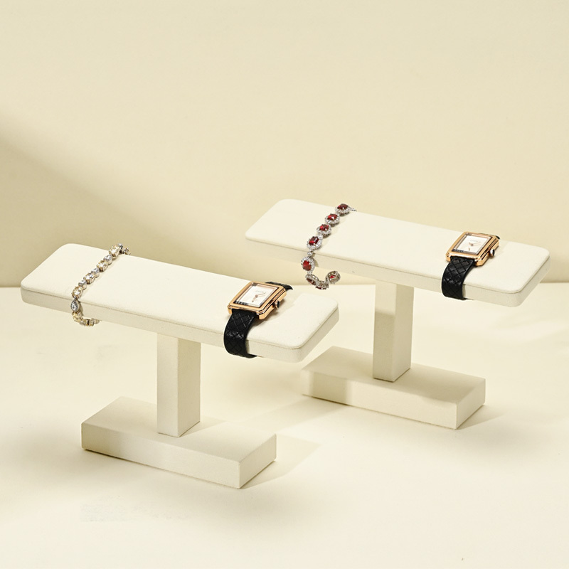 J011 Beige Microfiber Jewelry Display Props Bracelets Watches Counter Displays Jewelry Display Racks