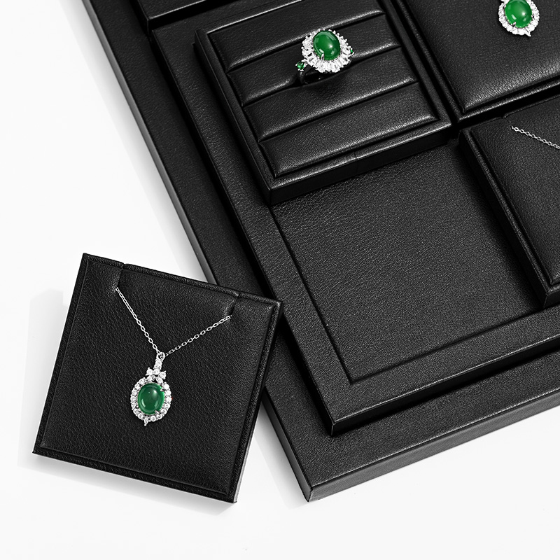 TT275 Luxury Leather Black Jewelry Display Stand Set Jewelry Display Showcase Earring Bracelet Display