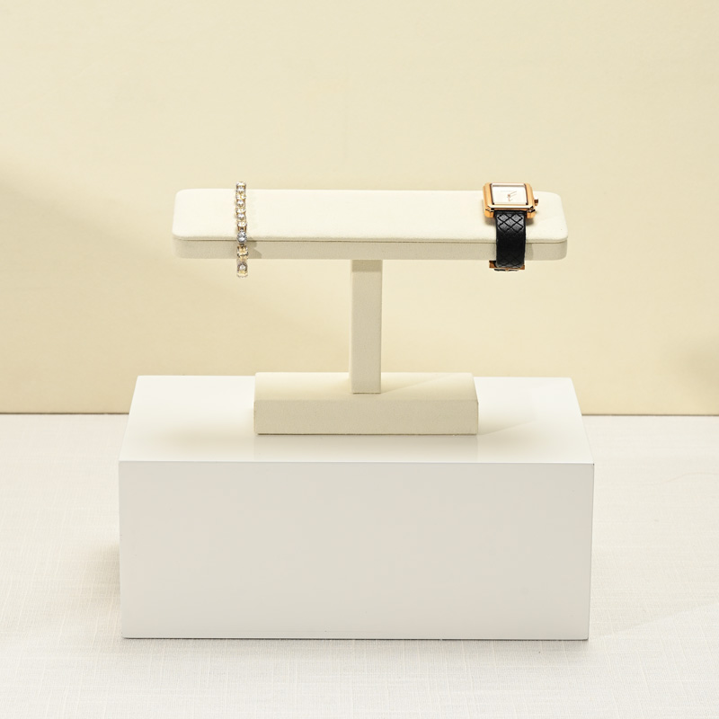 J011 Beige Microfiber Jewelry Display Props Bracelets Watches Counter Displays Jewelry Display Racks