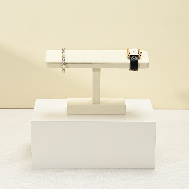 J011 Beige Microfiber Jewelry Display Props Bracelets Watches Counter Displays Jewelry Display Racks