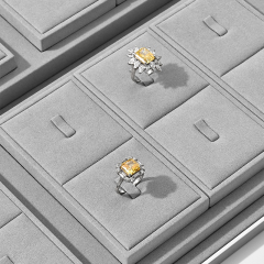 TT429 Gray Microfiber Fashion Modern Retail Store Bracelet Earring Ring Necklace Jewelry Display Tray