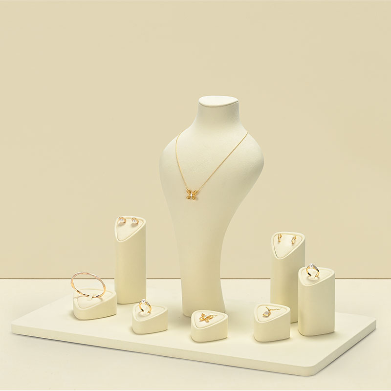 TT468 Custom Made White Ring Bracelet Earrings Jewelry Mannequin Bust Stand Professional Jewelry Display Stand for Store