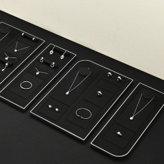 JS134 Luxury Jewelry Display Props Customized Metal Microfiber Showcase Tray Display