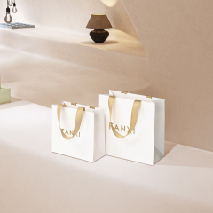 D073 White Luxury Paper Bags with Logo Paper Bags for Jewelry Custom Gift Packaging