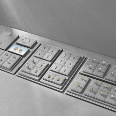 TT429 Gray Microfiber Fashion Modern Retail Store Bracelet Earring Ring Necklace Jewelry Display Tray