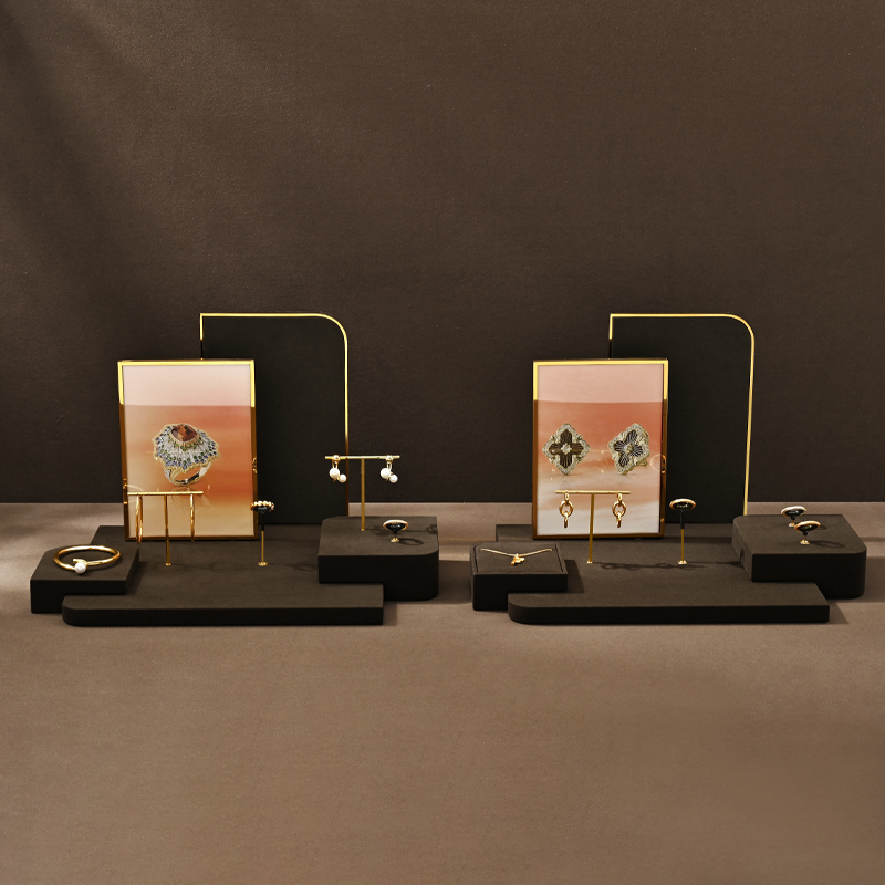 TT444 Fashion Design Earrings Display Metal T-bar Gold Jewelry Stand With Microfiber Base