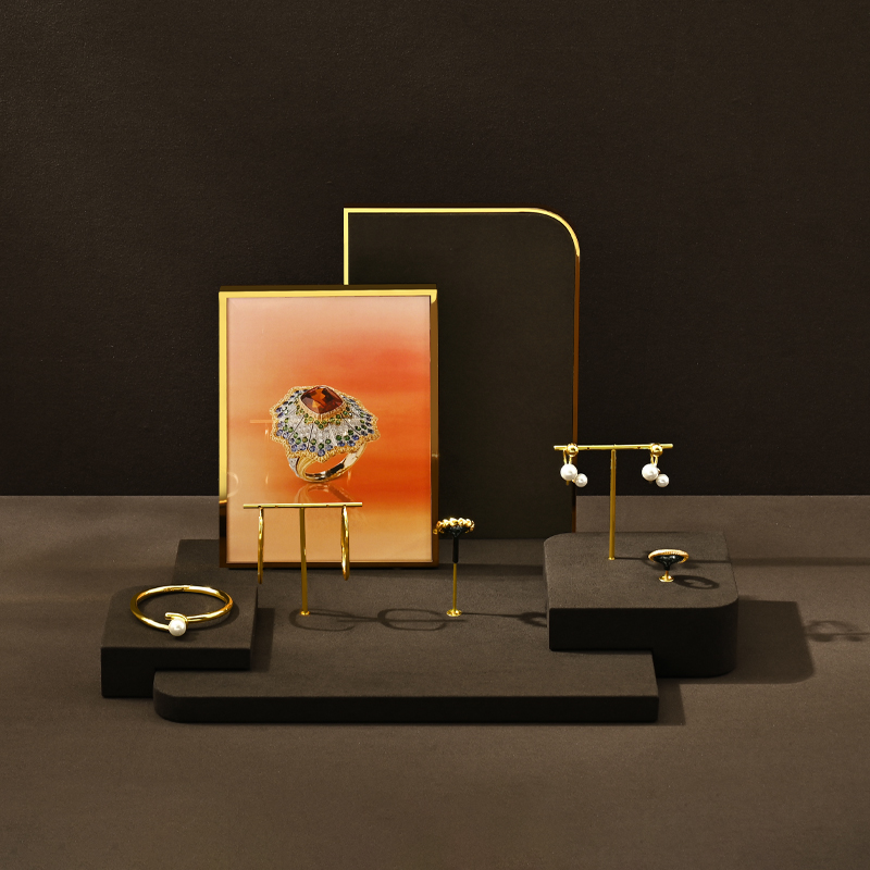 TT444 Fashion Design Earrings Display Metal T-bar Gold Jewelry Stand With Microfiber Base