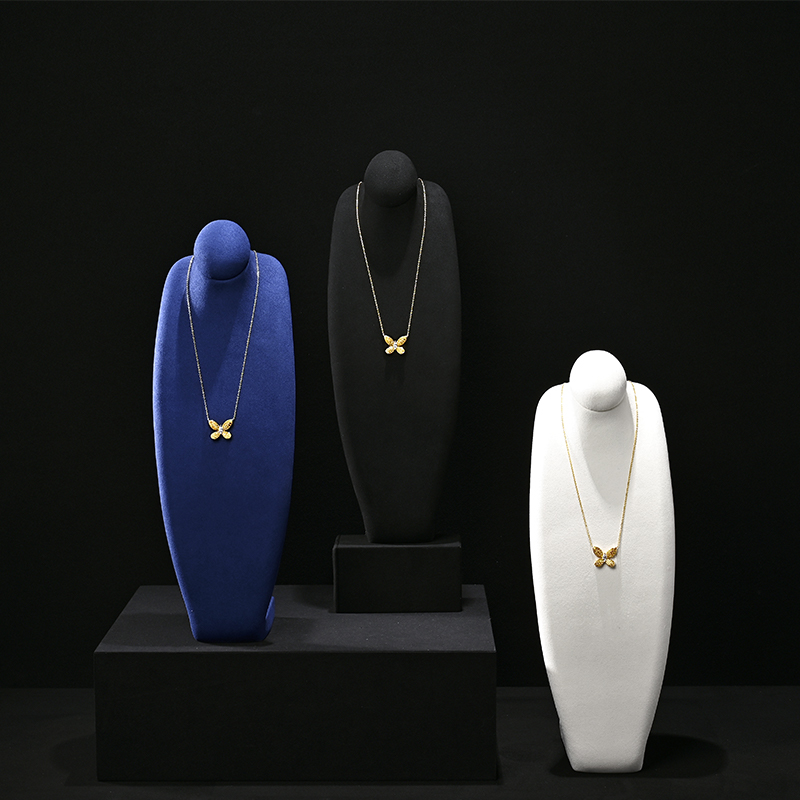 RX086 Microfiber Necklace Bust Display Multi-Color Microfiber Jewelry Bust Necklaces Window Display Jewelry Display Mannequin