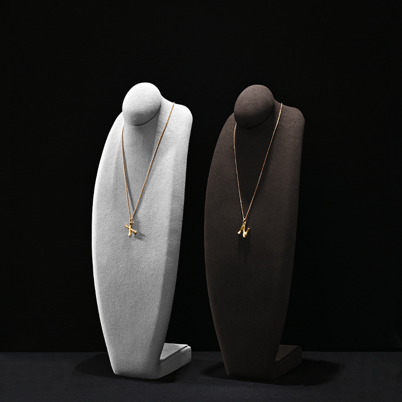 RX086 Microfiber Necklace Bust Display Multi-Color Microfiber Jewelry Bust Necklaces Window Display Jewelry Display Mannequin