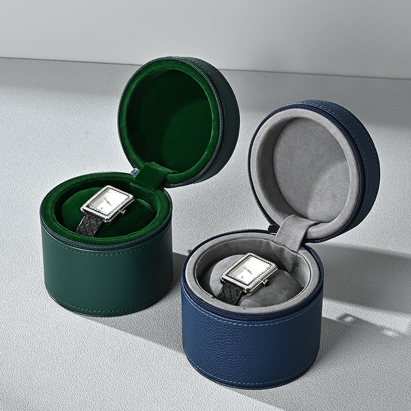 B017 Luxury Leather Box Microfiber Inside Zipper Wholesale Jewelry Custom Logo Watch Box Luxury Watch Bag