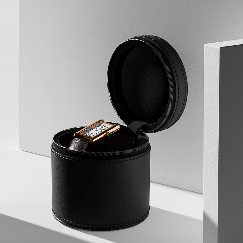 B017 Luxury Leather Box Microfiber Inside Zipper Wholesale Jewelry Custom Logo Watch Box Luxury Watch Bag