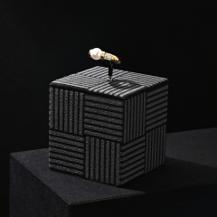 TT446 Black Jewelry Microfiber Gold T Shape Stand Piercing Earring Triangular Ring Organizer Holder
