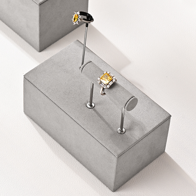 TT476 Custom Luxury Grey Microfiber Piercing Earring Ring Pendant for Jewelry Display Prop Base